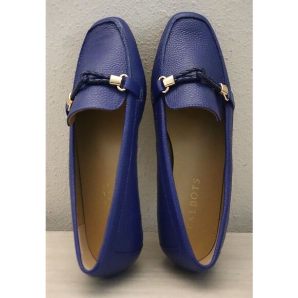 Talbots Women Sz 7.5M Blue Twilight Becca Braid Soft Pebbled Leather Flats - Picture 2 of 14